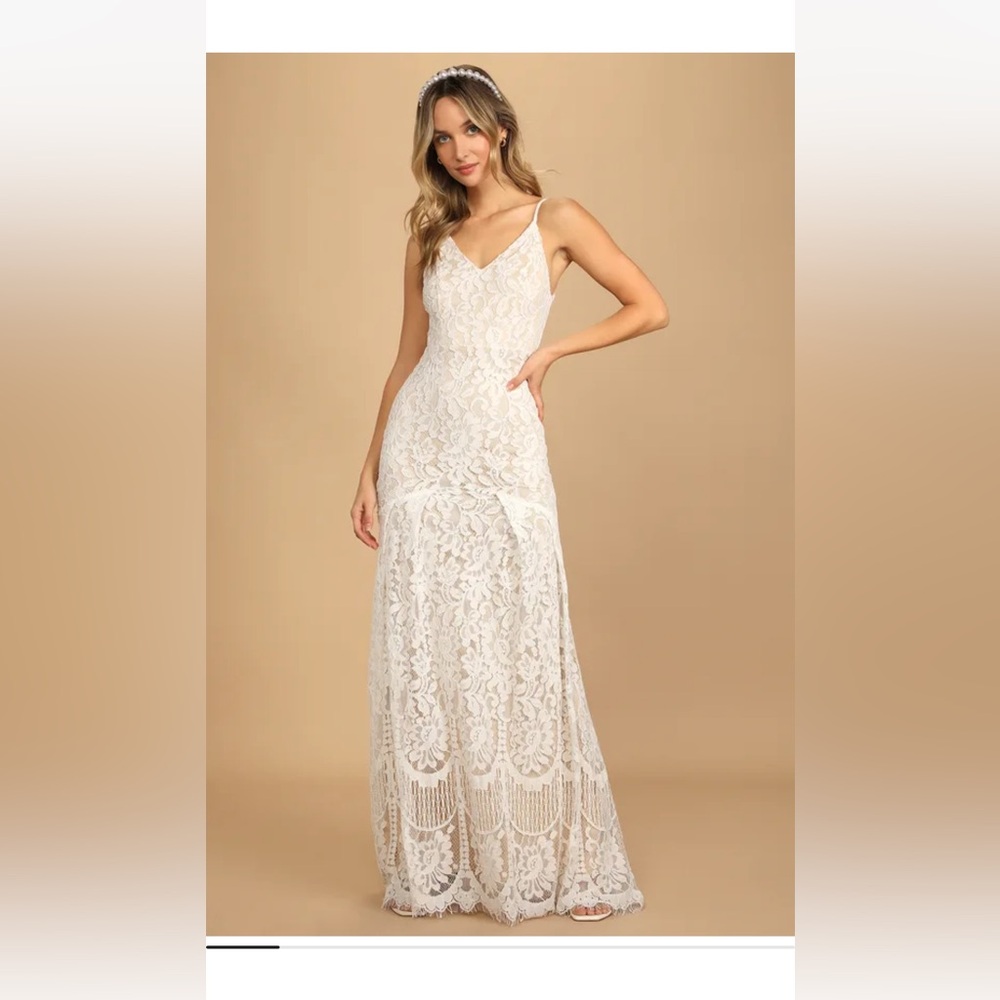 Lulus Flynn White Lace Maxi Dress